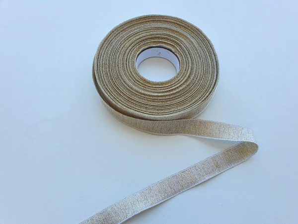 Fitas Nastro Lurex Dourado/Branco 15mm